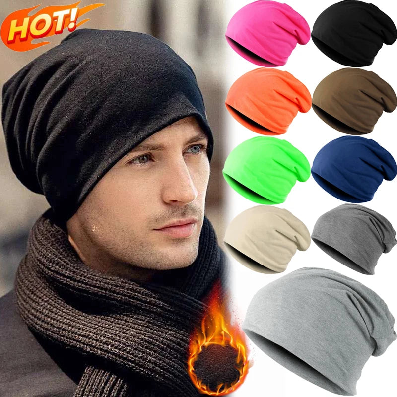 Knitted Warm Caps Solid Color Beanies Hip-Hop Slouch Skullcap Casual Bonnet Beanie Hat Gorros Winter Autumn Women Men Fashion